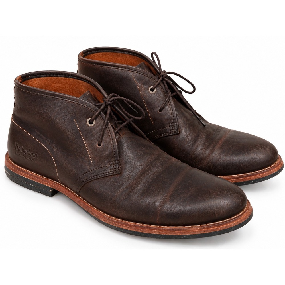 Timberland Boot Company Men's 11 Dark Brown Leather Chukka Boots Lace Up